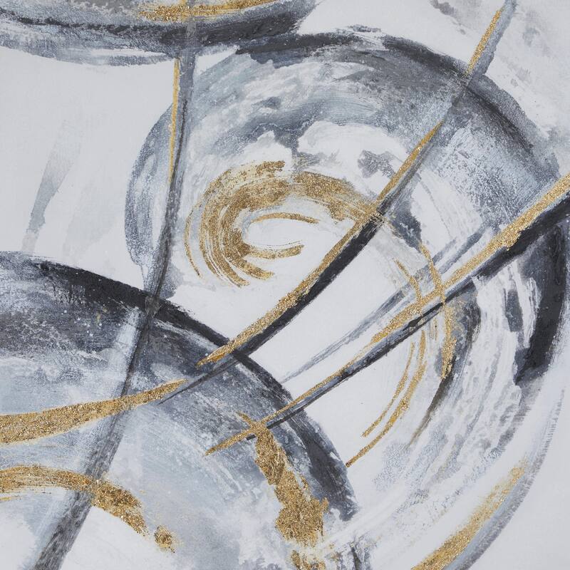 CosmoLiving by Cosmopolitan Gold Canvas Abstract Living Room Framed Wall Art with Gold Frame