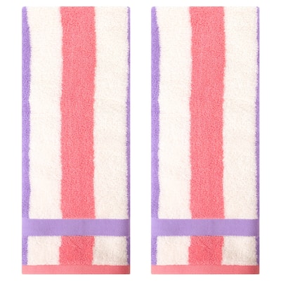 Hand Towels Set of 2 Striped Cotton Absorbent Soft Decorative Towel for Bathroom - 13" x 29"