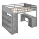 preview thumbnail 3 of 9, Contemporary Simple Style Full Size Loft Bed with Ladder,Solid Wood Frame and Solid Guardrails,Shelves and Desk under-Bed