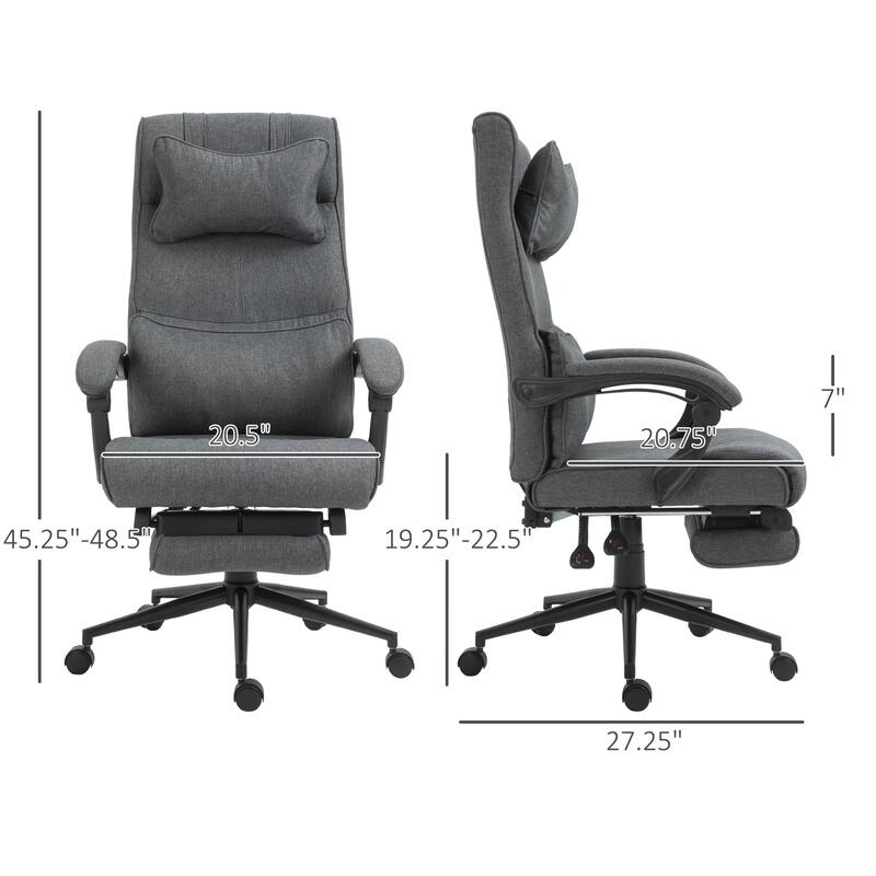 Reclining Office Chair with Headrest, Lumbar Support & Retractable Footrest Big & Tall Design