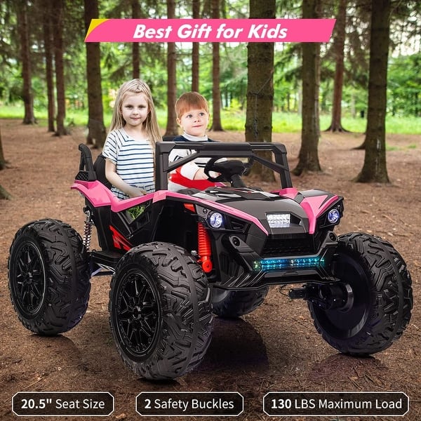 slide 2 of 18, Ride-on Car 2 Seats Electric Vehicle with Extra Large EVA Wheels & 20.5" Wide Seat Rose red