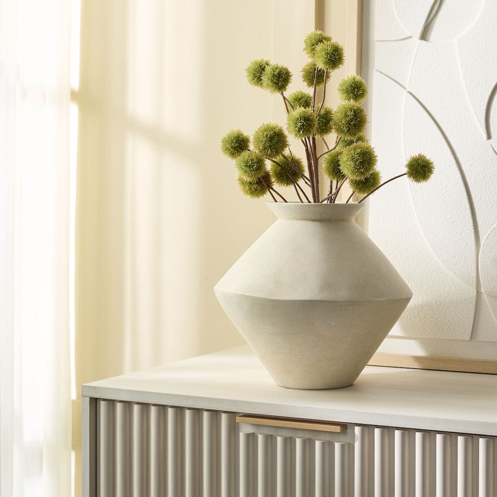 SAFAVIEH Home Nico 11.8-inch Cream Ceramic Asymetrical Rustic Finish Vase