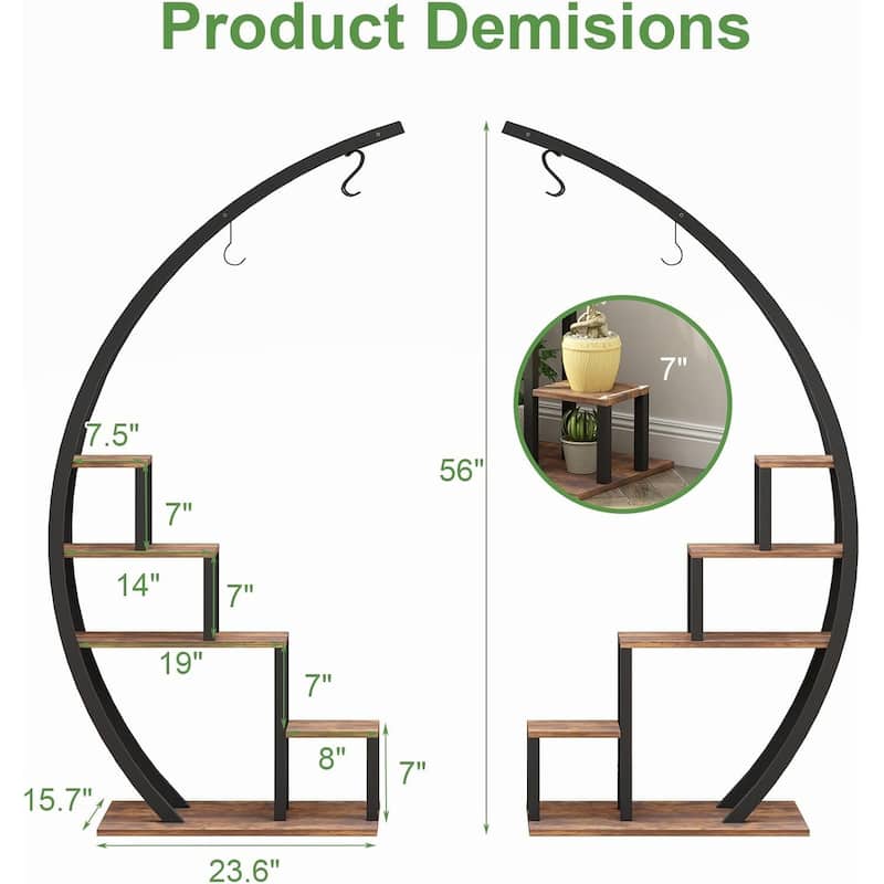 Indoor and Outdoor Plant Stand, 2-Pack 5-Tier Heavy Duty Metal Plant Stand, 56 Inch High