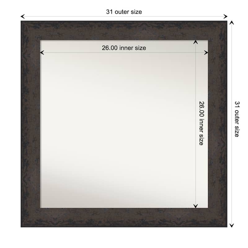 Dappled Non-Beveled Wood Framed Wall Mirror - Dappled Black Brown - Glass Size 26x26