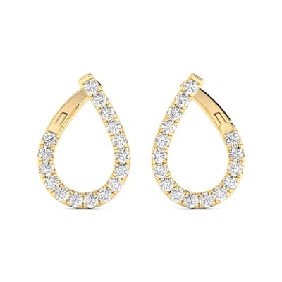 Marquee 1 1/4 Carat TW Fancy Natural Diamond Hoop Earrings in 14K Yellow Gold