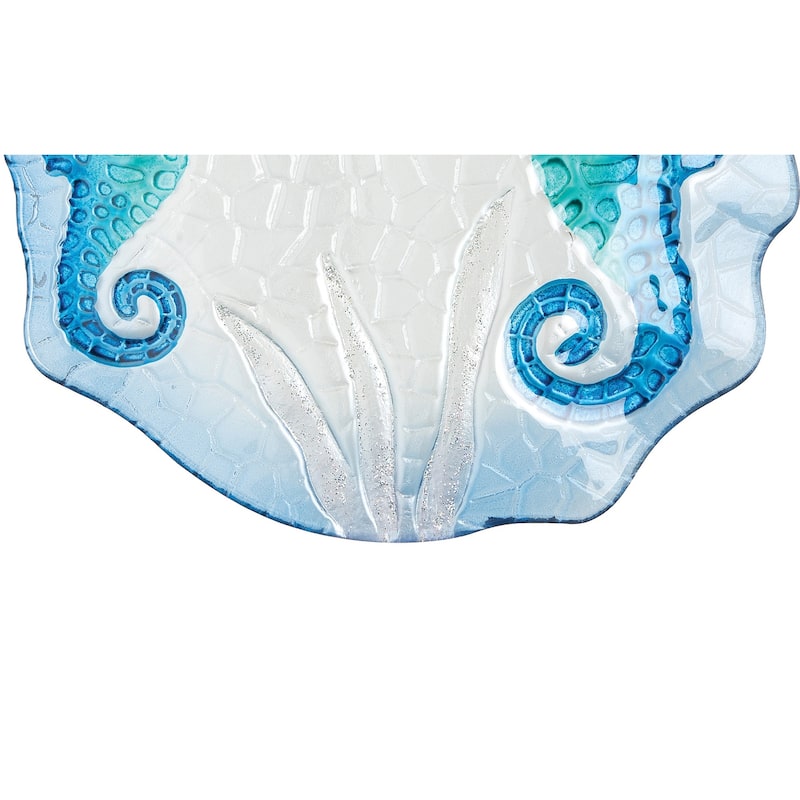 10" Sea Horse & Starfish Glass Serving Dish Plate – Tropical Coastal Beach House