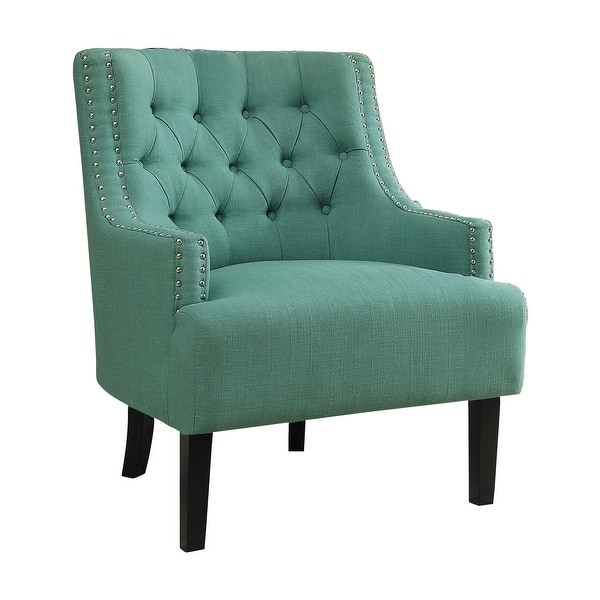 slide 2 of 10, Lorenzi Upholstered Button-tufted Accent Chair Teal