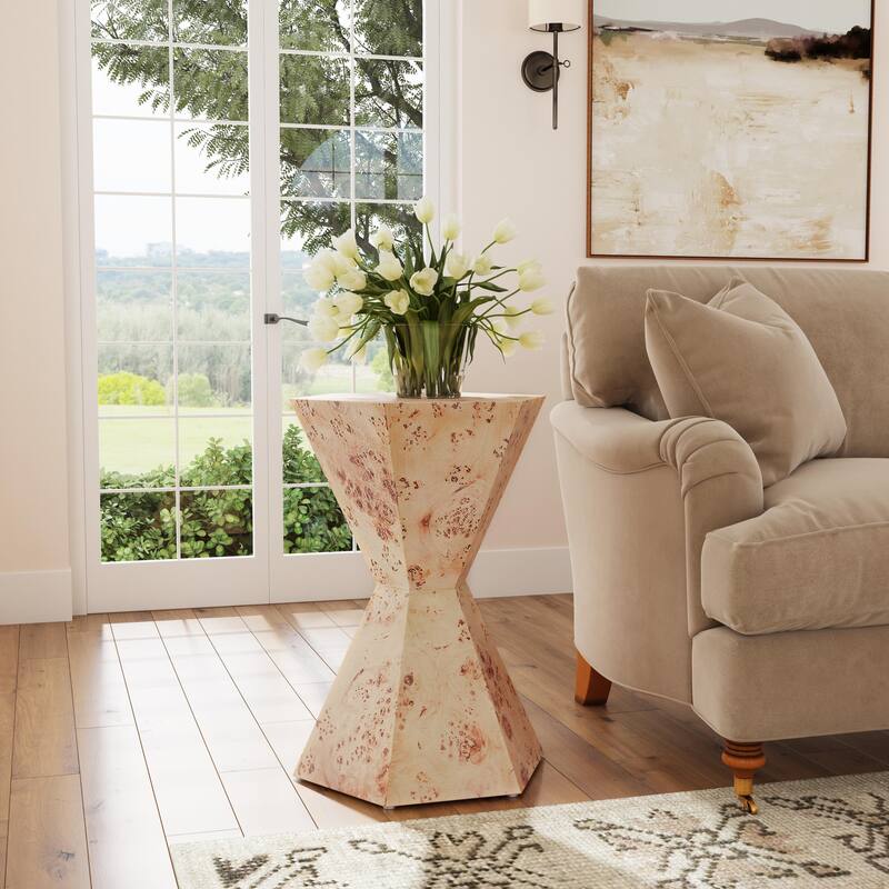 Billie Burl Hexagon Side Table - Light Burl