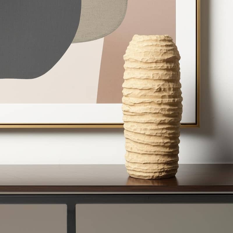 18" Beige Paper Mache Table Vase - 8.00 - Beige - 8.00