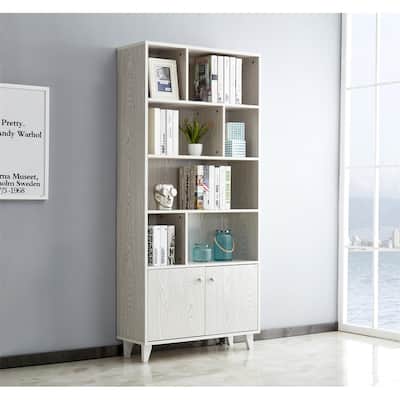 68" Bookcase with 2 Doors, Bookshelf