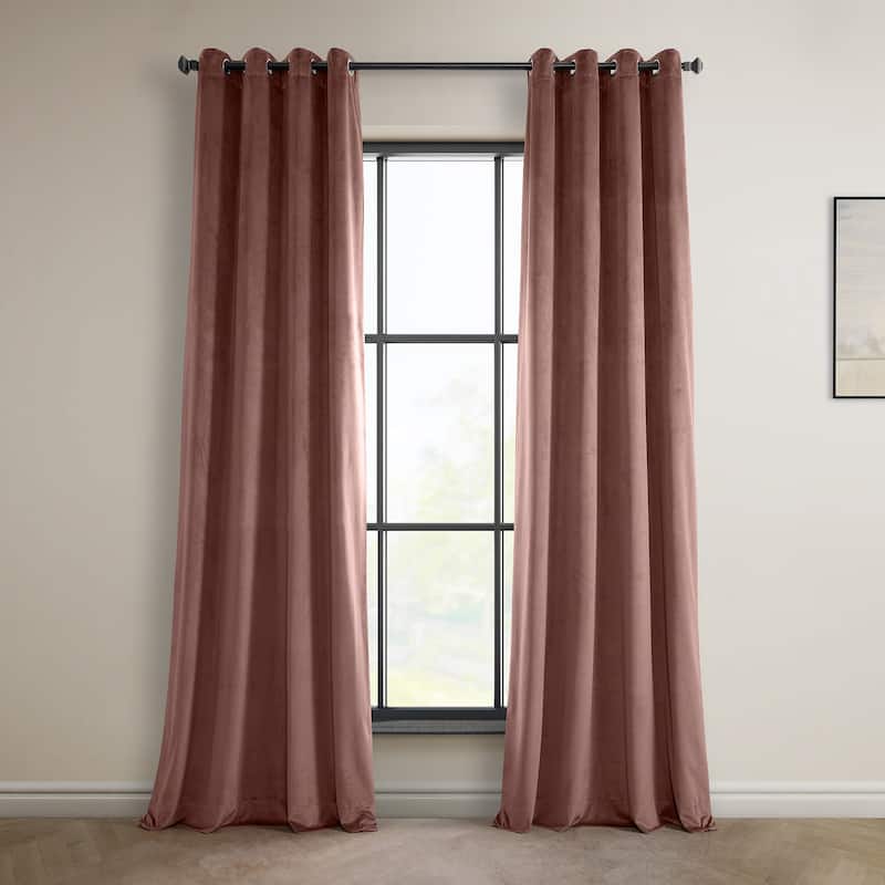 Exclusive Fabrics Heritage Plush Velvet Room Darkening Grommet Curtain (1 Panel) - 50 X 108 - Wild Rose