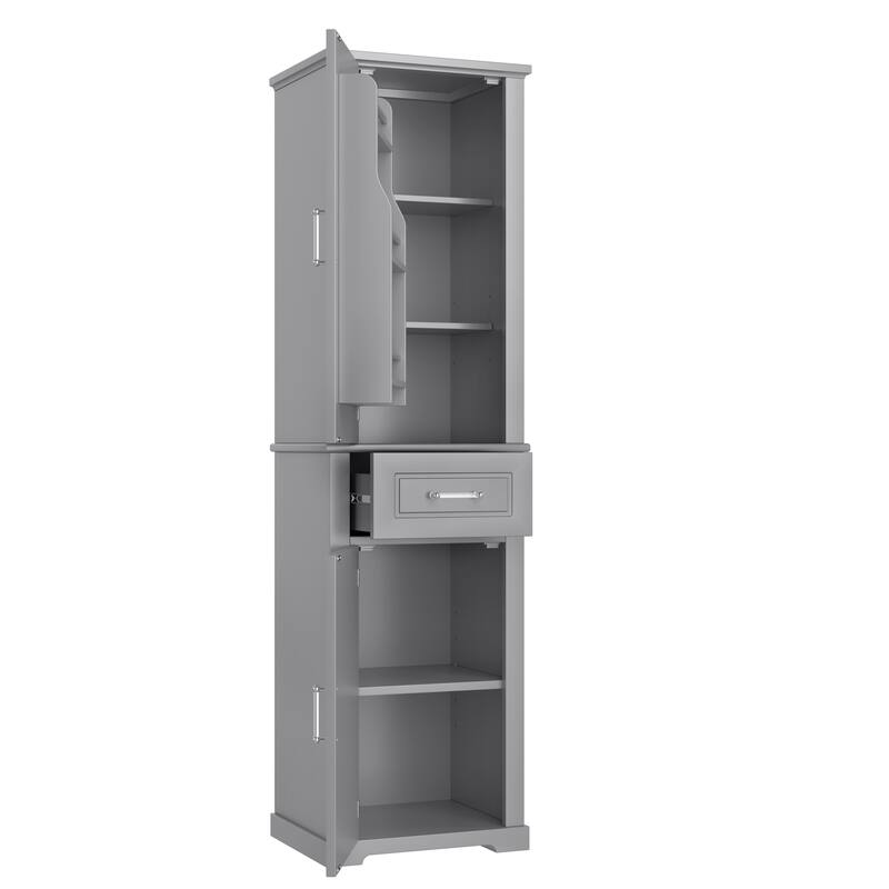 GDFStudio - Jasper Tall Freestanding Bathroom Storage Cabinet with Two-Sized Doors and Adjustable Shelves