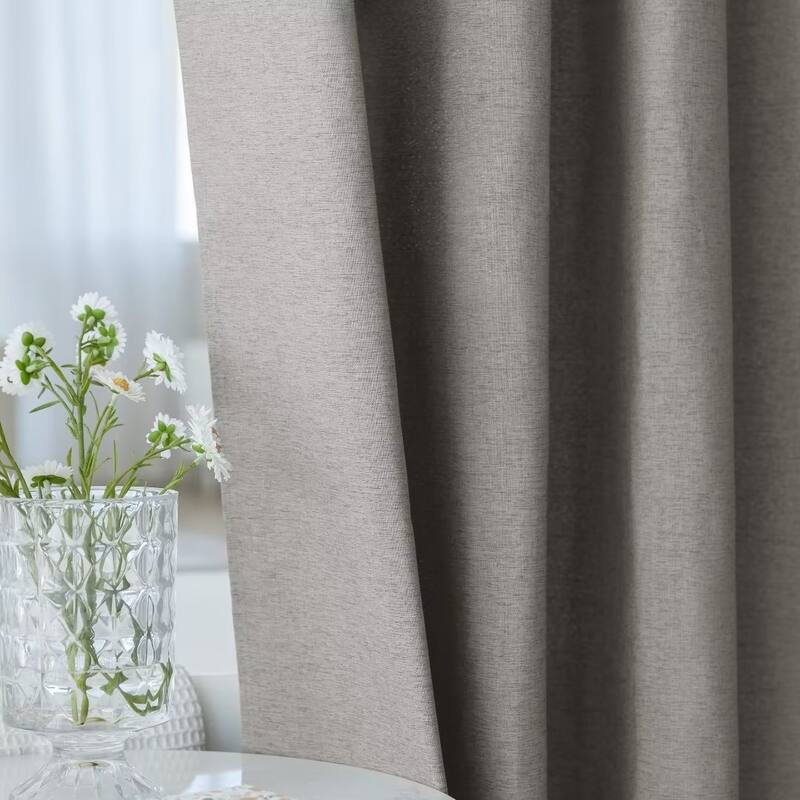 Linen Texture Shower Curtain with 12 Plastic Hooks Included