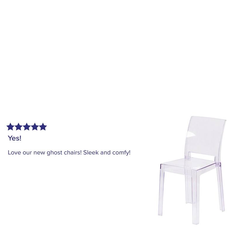 4 Pack Chair with Square Back in Transparent Crystal - Wedding Chairs
