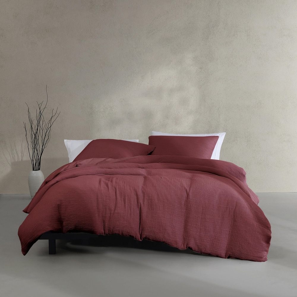 Calvin Klein Washed Texture Solid Cotton Duvet Cover Set