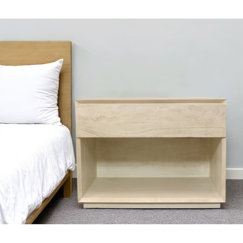 24" Natural One Drawer Solid Wood Nightstand - Natural - 1-drawer