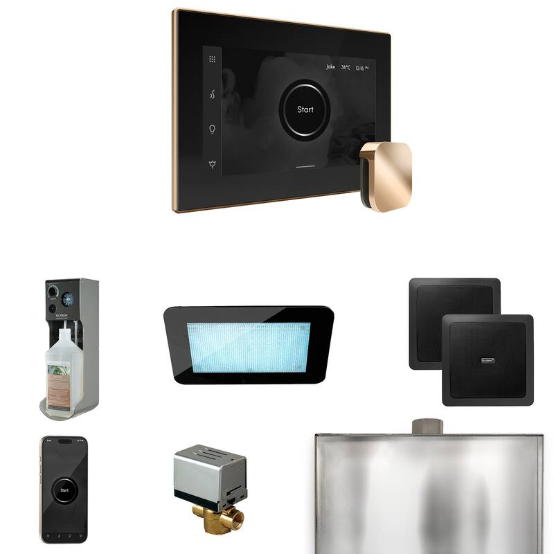 Mr Steam XDRM2 Xdream Package Steam Shower Control Package with - Black / Polished Gold