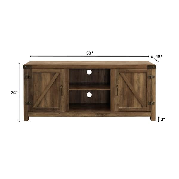 dimension image slide 6 of 7, Middlebrook Firebranch 58-inch Barn Door TV Stand