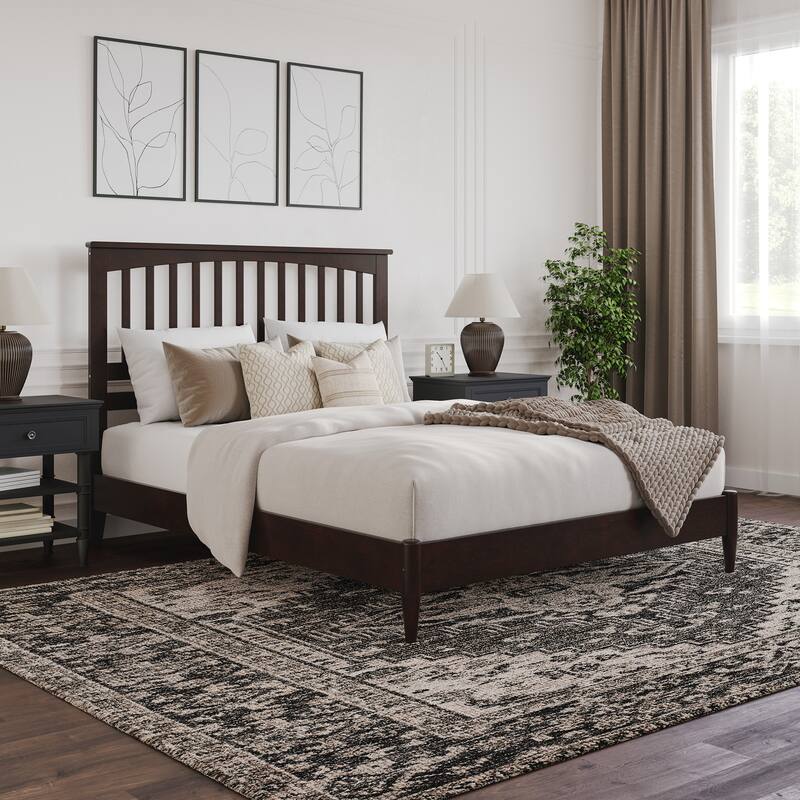 Becket Solid Wood Low Profile Platform Bed - Espresso - Queen