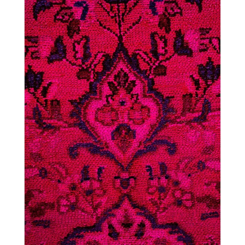Overton Hand Knotted Wool Vintage Inspired Modern Contemporary Overdyed Pink Area Rug - 7' 1" x 8' 5"