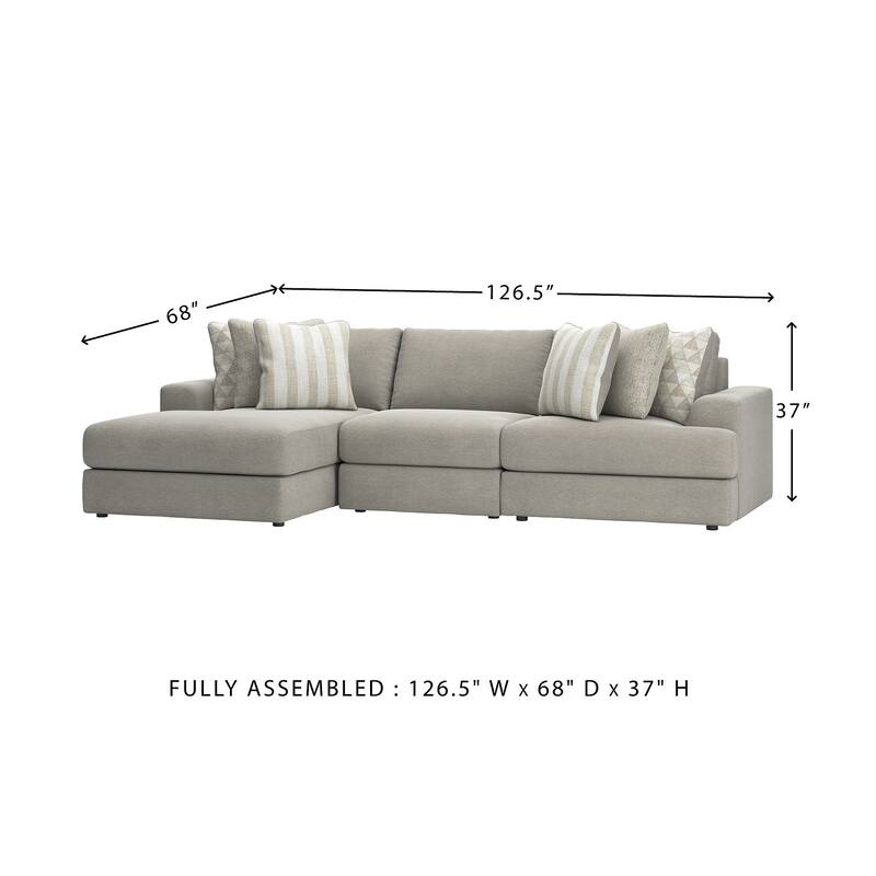 Signature Design by Ashley Avaliyah Gray 3-Piece Sectional with Chaise - 127" W x 68" D x 37" H