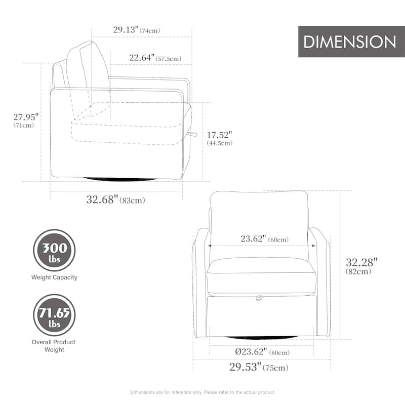 29.5"W Swivel Armchair with Hidden Storage,Club Chair Single Sofa with Pillow