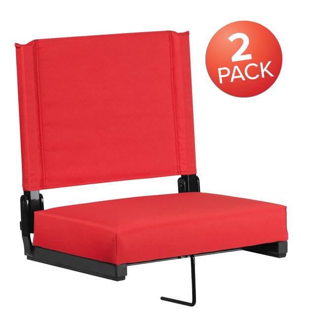 2 Pack 500 lb. Rated Lightweight Stadium Chair-Handle-Padded Seat