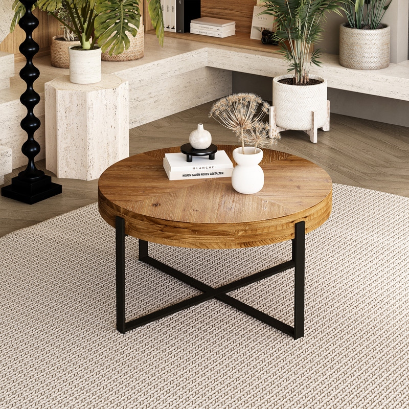 Vintage round coffee table sales