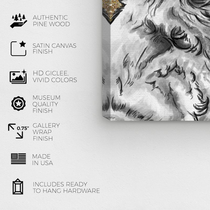 Wynwood Studio Canvas Fashion and Glam Kissing the Gold Gray and Light Gray Glam Wall Art Canvas Print