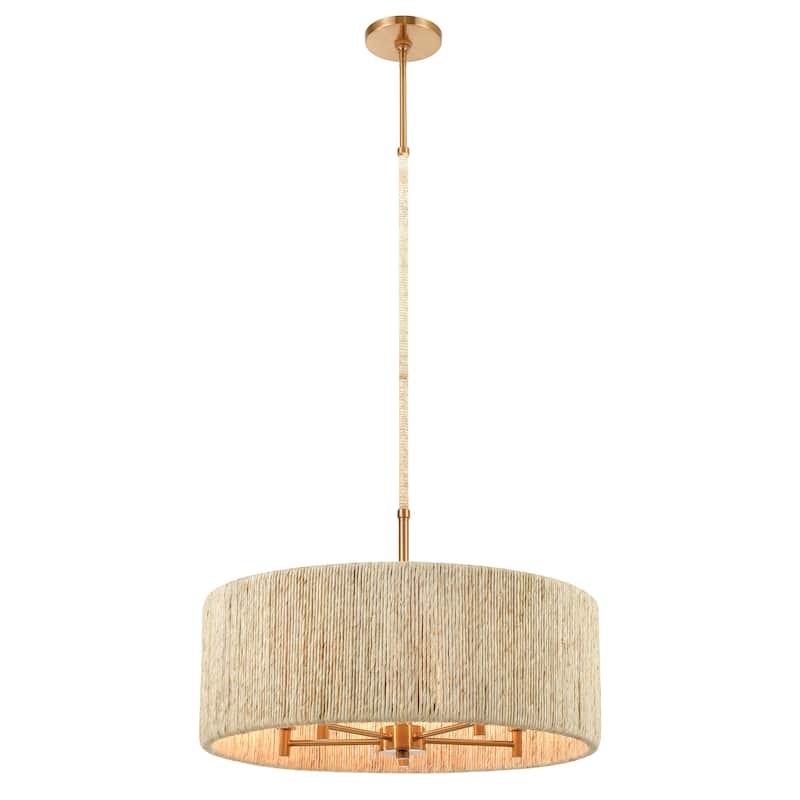 Abaca 24-inch Wide 5-Light Chandelier in Satin Brass - Satin Brass - 24-inch