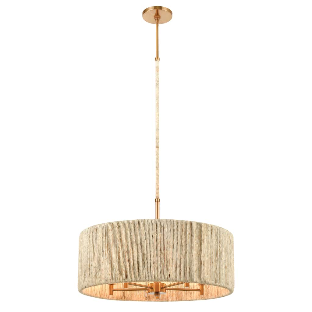 Abaca 24-inch Wide 5-Light Chandelier in Satin Brass