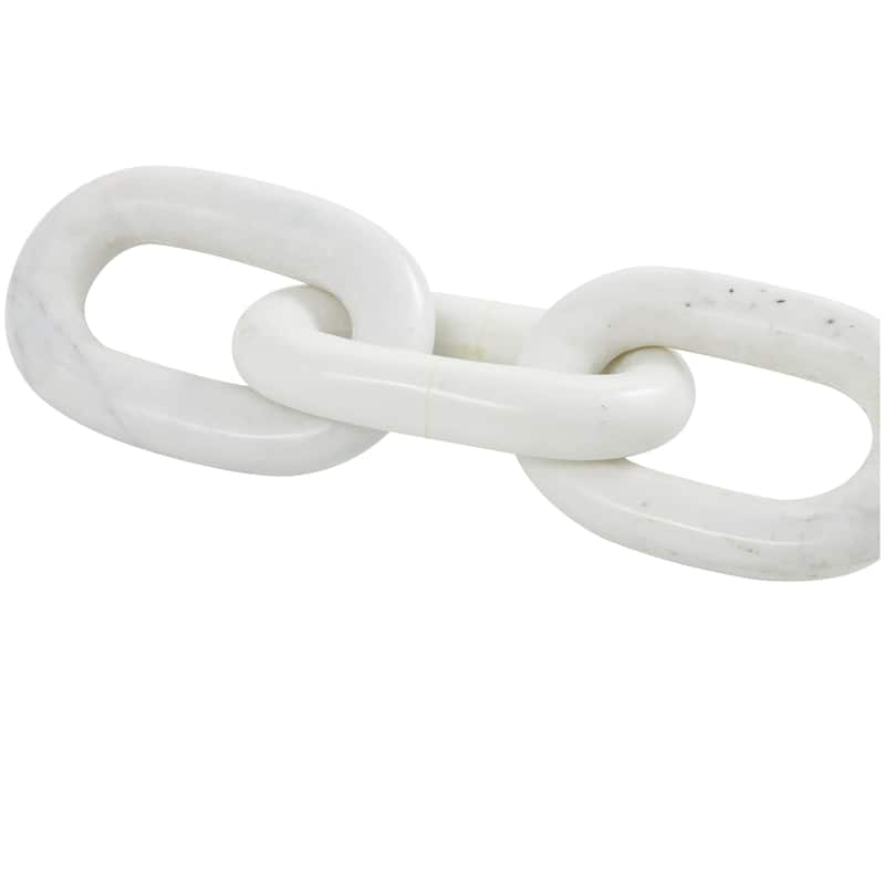 Marble Chain Handmade Geometric 2 or 3 Link Decorative Sculpture - White - Roche River Decor