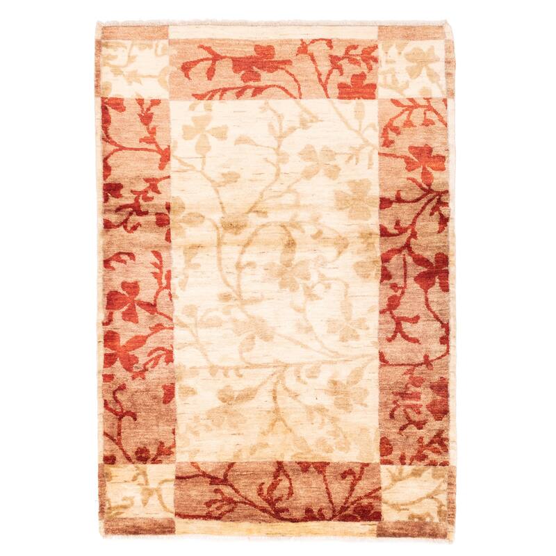 ECARPETGALLERY Hand-knotted Opulence Cream Wool Rug - 4'4 x 6'0
