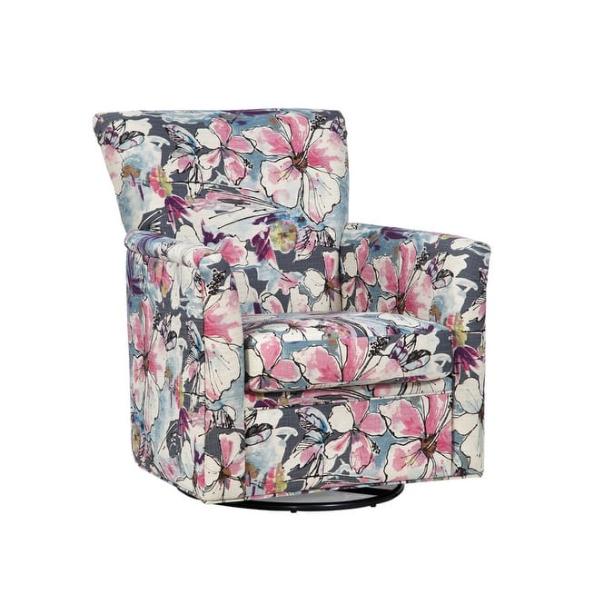 Grafton Home Cari 360 Swivel Rocker Chair - Floral Pink and Grey