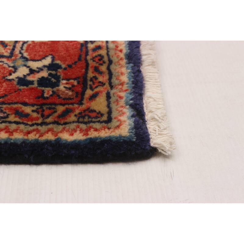 Andelz Navy, Red Rug 4'5" x 11'7" - 3'5 x 10'0
