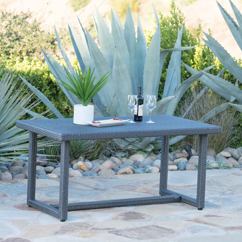Santa Rosa Outdoor 59-inch Rectangle Wicker Dining Table by Christopher Knight Home - 28.00"H x 59.00"L x 34.00"D - Grey