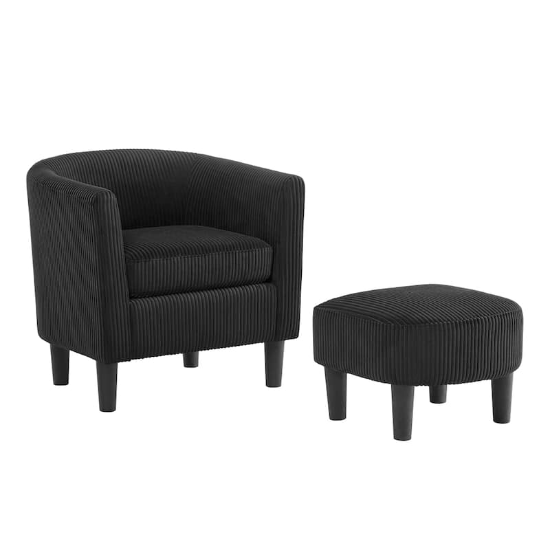 Corduroy Single Sofa Chair with Ottoman Foot Rest