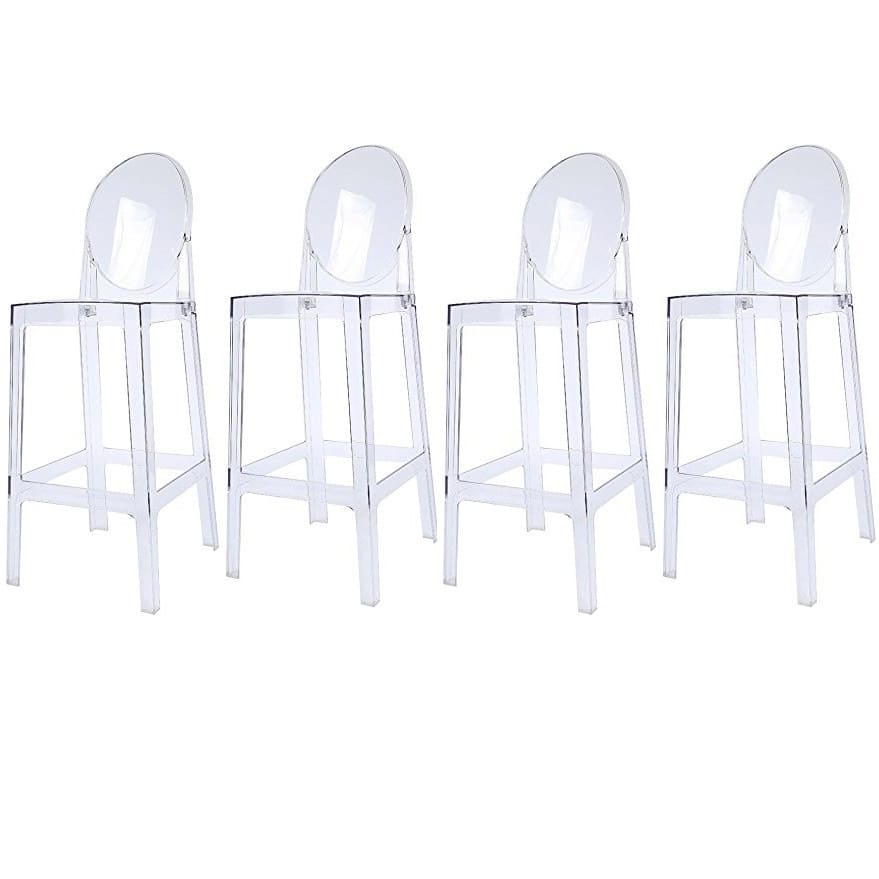 Set of 4 30" Seat Height Barstool Modern Plastic Side Bar Counter Stool Accent Armless Designer With Backs