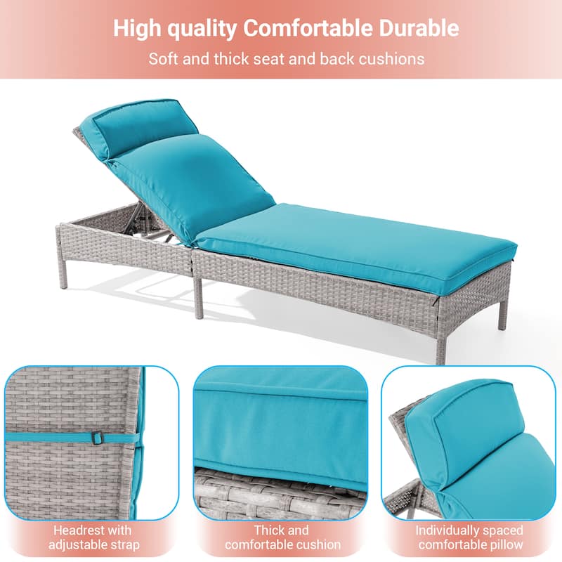 LIVOOSUN Patio Chair Rattan Single Lounge Water-Repellent Cushion