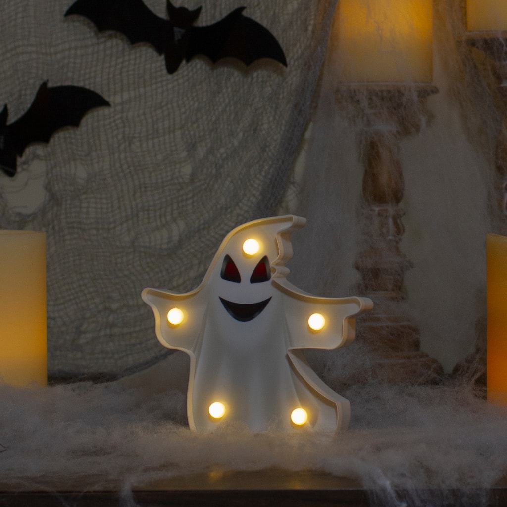 LED Lighted Ghost Halloween Marquee Sign -7" - White