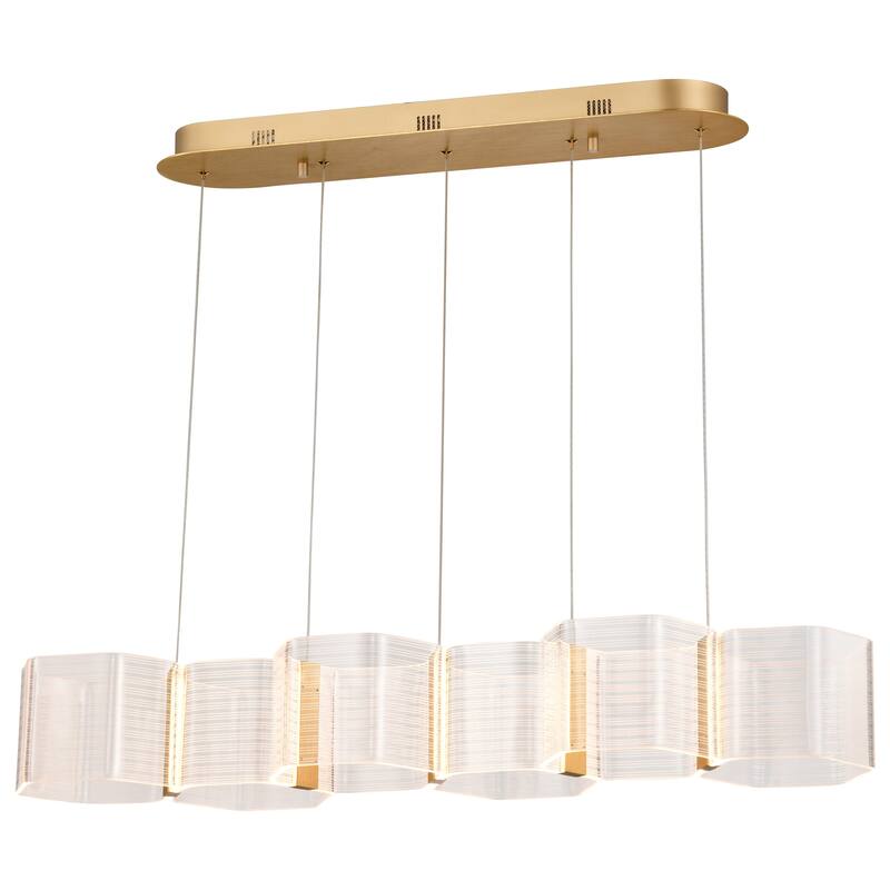 Kenzo LED 6 Light Island Pendant Polished Anodized Bronze Finish Light Guide Panel - Polished Anodized Bronze