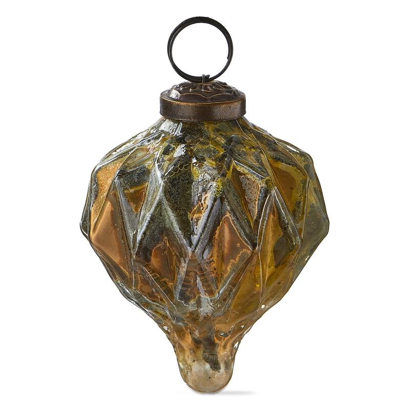 Gilded Yellow Glass Drop Ornament 3 Inch for Christmas Tree Decorations Dust Clean