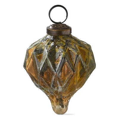 Gilded Yellow Glass Drop Ornament 3 Inch for Christmas Tree Decorations Dust Clean