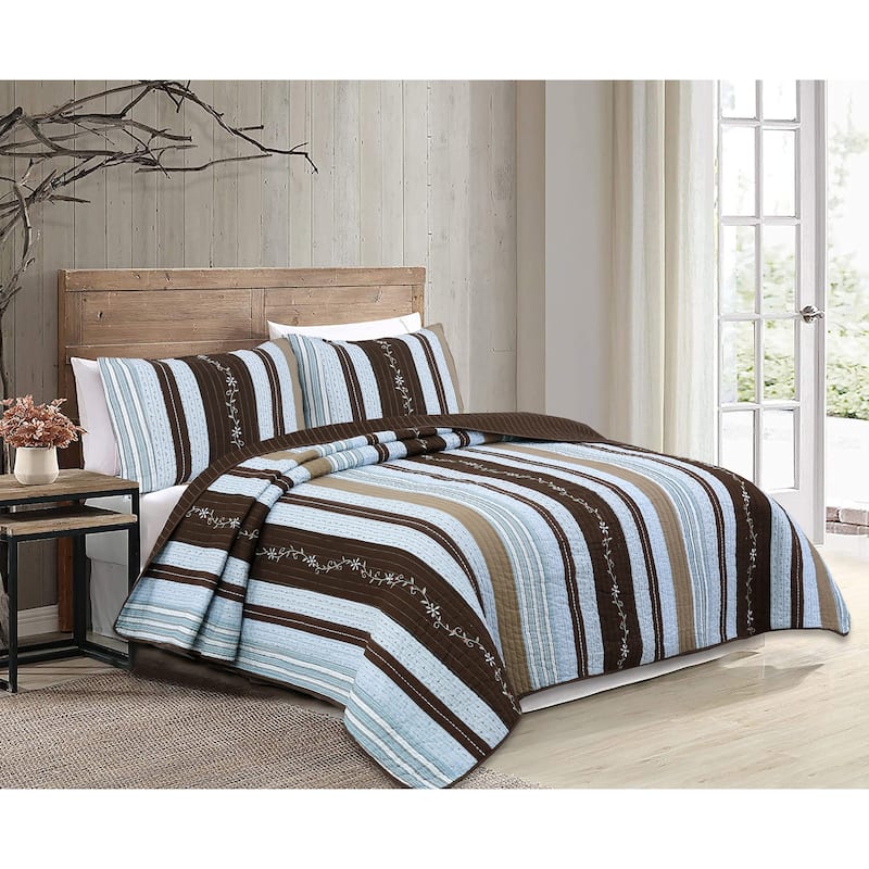 Copper Grove Amaryllis Striped 3-piece Quilt Bedding Set