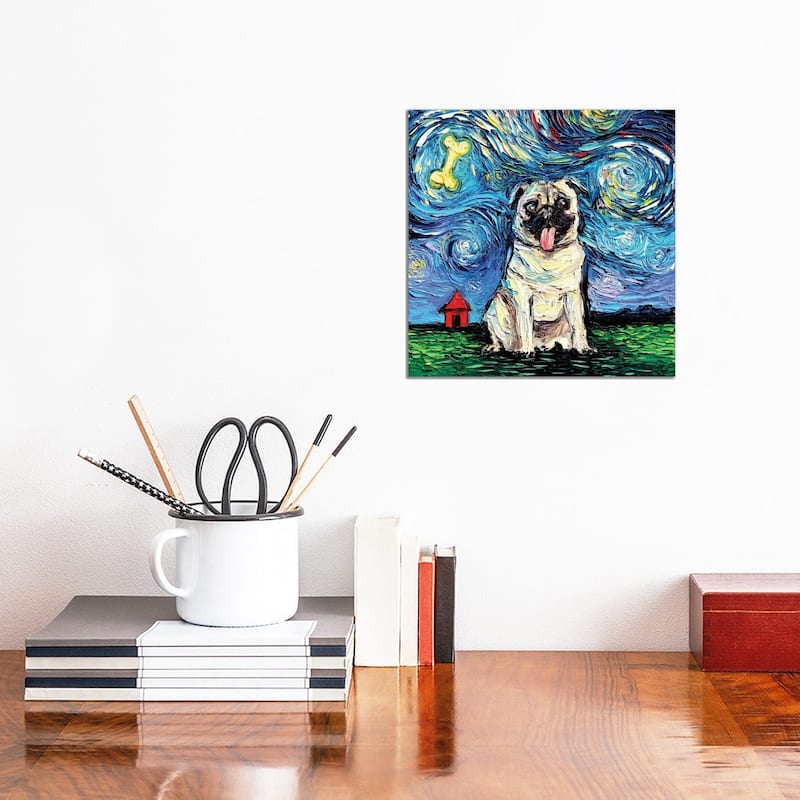 iCanvas "Starry Pug" by Aja Trier Canvas Print - 12x12x1.5