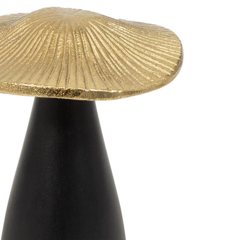 Sagebrook Home Metal, Mushroom Decor Black/Gold, Cylinder, Two-Tone