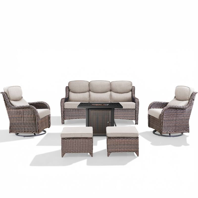 Pocassy 30 In Outdoor Fire Pits with Patio Sofa Swivel Glider Chari Furniture.