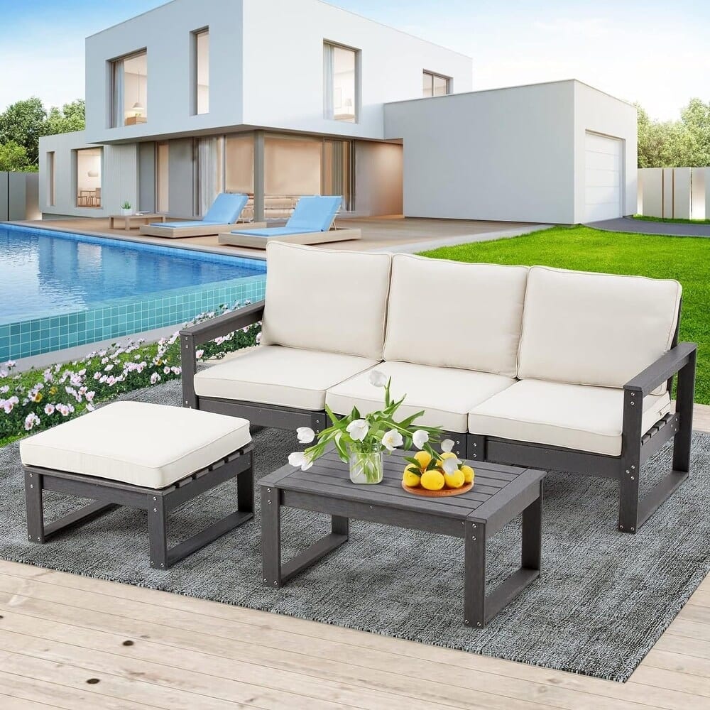 3-Piece Luxury HDPE Outdoor Sofa Set – Comfortable & Weather-Resistant