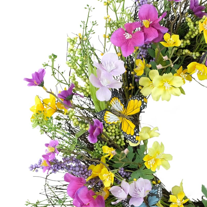 Dogwood Floral Artificial Twig Spring Wreath - 24"