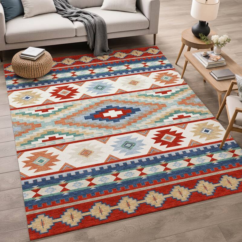 Machine Washable Indoor/ Outdoor Modern Ottawa Chantille Rug